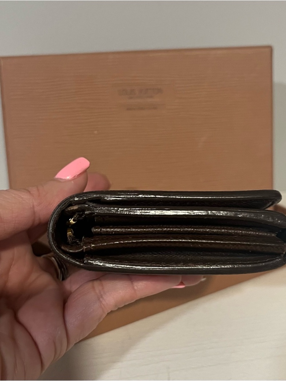 ✨Louis Vuitton Brown Damier Ebene Zip Around Wallet with Gold Hardware✨ - Picture 7 of 10